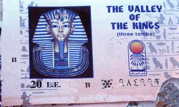 Ticket for the valley of the kings, after the entrance, for each of the 3 contained graves a piece is torn off.