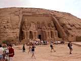 The entrance to the temple of Ramses II with the statues of the Pharaos at the entrance 