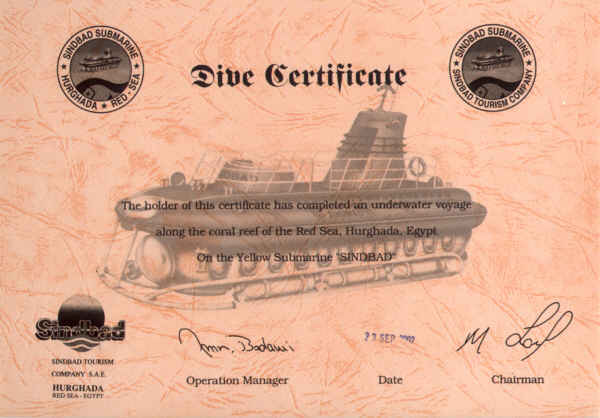Dive Certificate