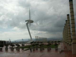Torre de Calatrava, der tv-tower of Barcelona at the Olympia area