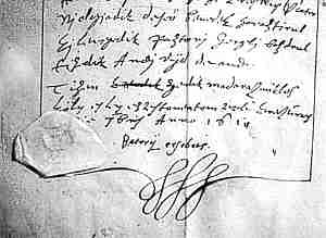 Extract out of her las will with her signature